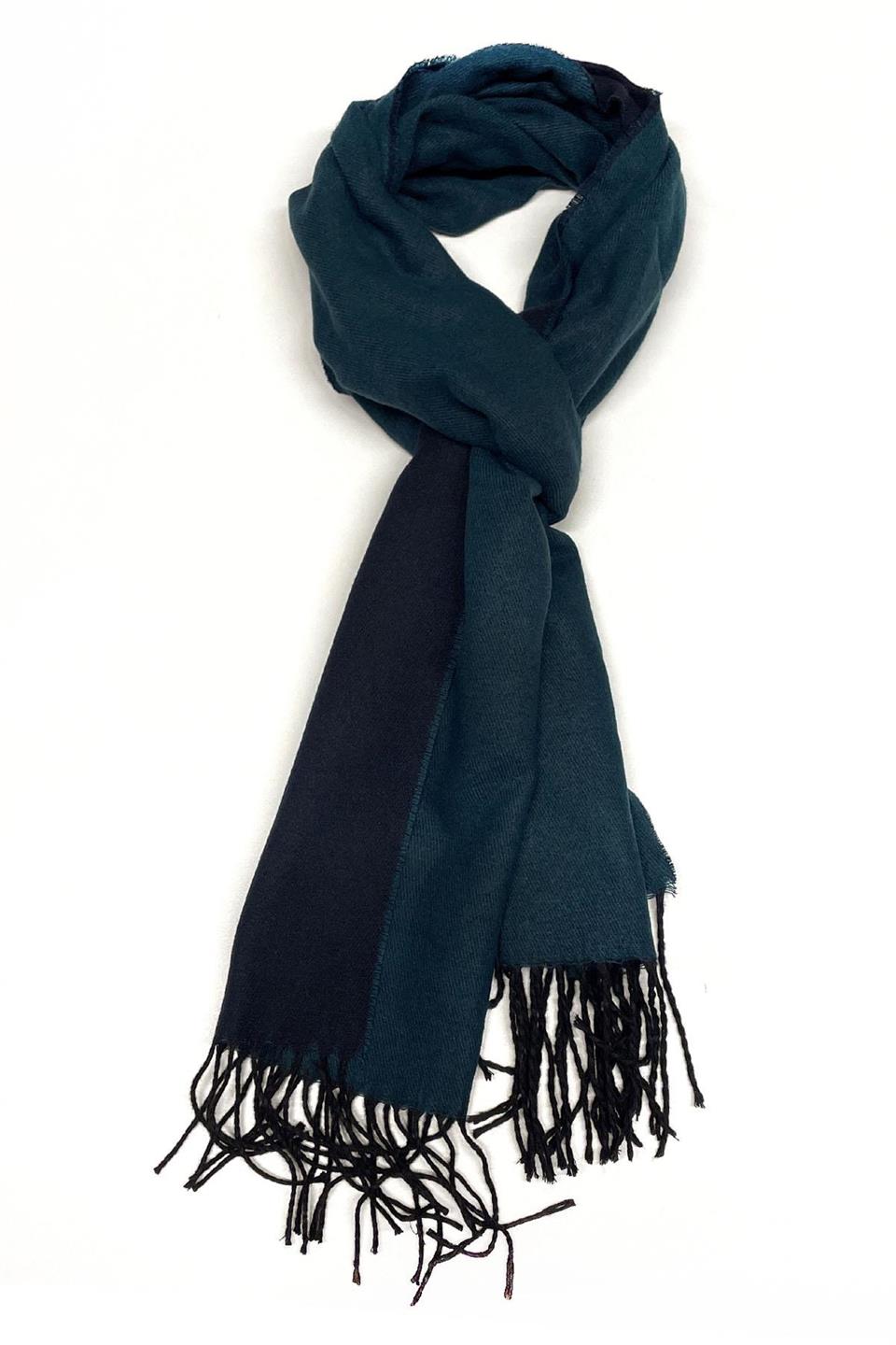 Lacivert - Yeşil Çift Taraflı Erkek Kaşkol K403