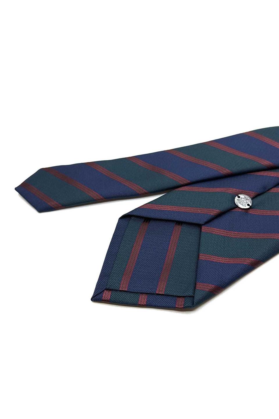 Lacivert - Yeşil Çizgi Desen Mendilli Klasik Kravat KK12883