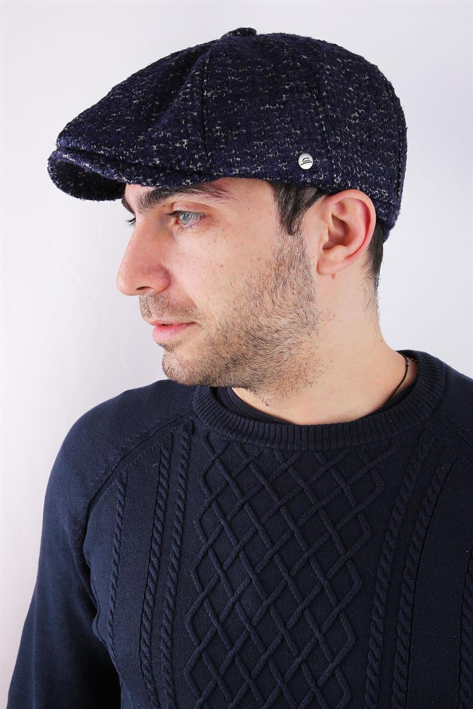 Lacivert Yün Erkek Kasket Şapka KST59