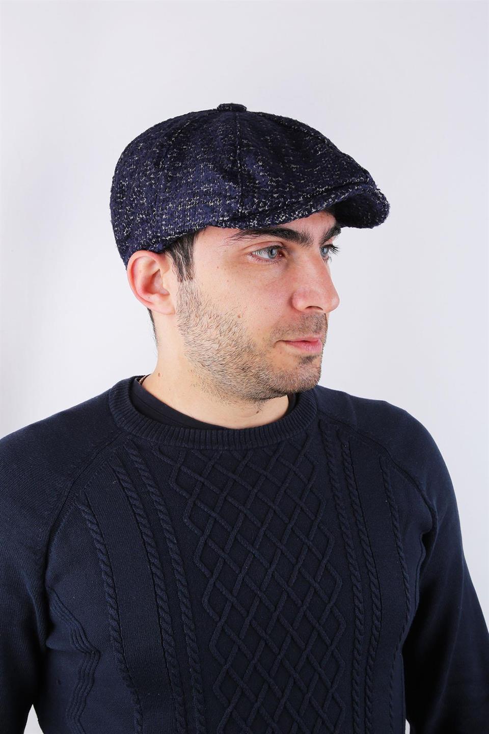 Lacivert Yün Erkek Kasket Şapka KST59