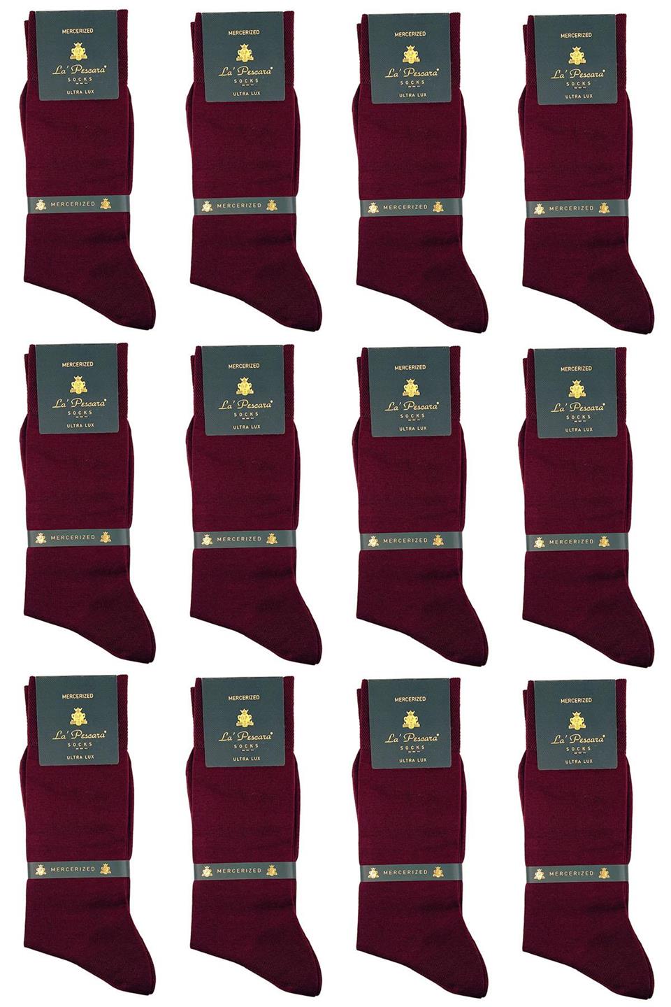 LaPescara Ultra Lüks 12li Bordo Merserize Erkek Klasik Çorap Set CRP