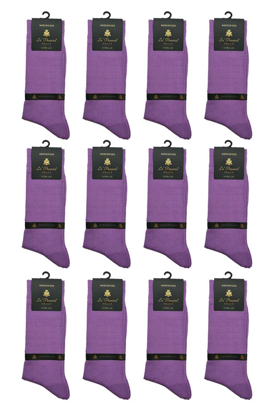 LaPescara Ultra Lüks 12li Düz Mor Merserize Erkek Çorap CRP406