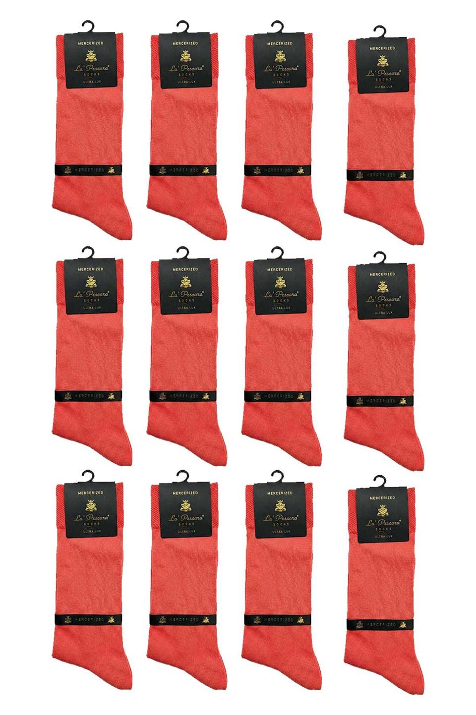 LaPescara Ultra Lüks 12li Düz Nar Çiçeği Merserize Erkek Çorap CRP405