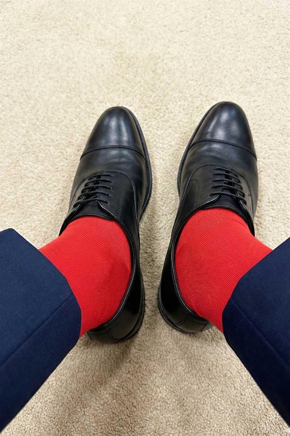 LaPescara Ultra Lüks 12li Düz Nar Çiçeği Merserize Erkek Çorap CRP405