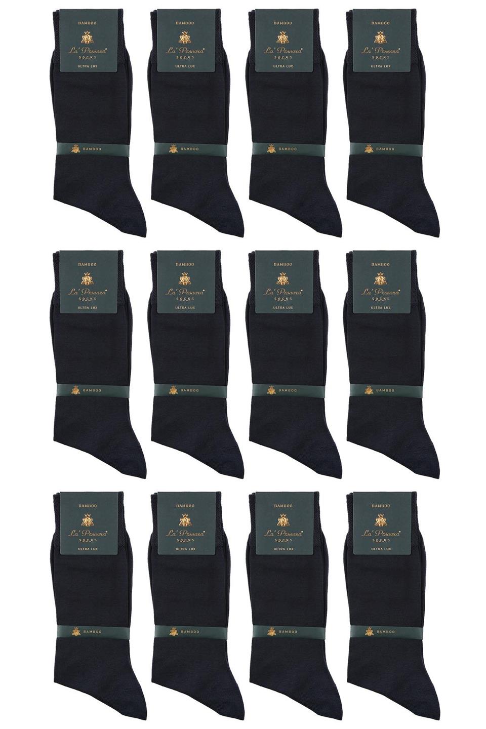 LaPescara Ultra Lüks 12li Füme Bambu Klasik Erkek Çorap Set CRP186