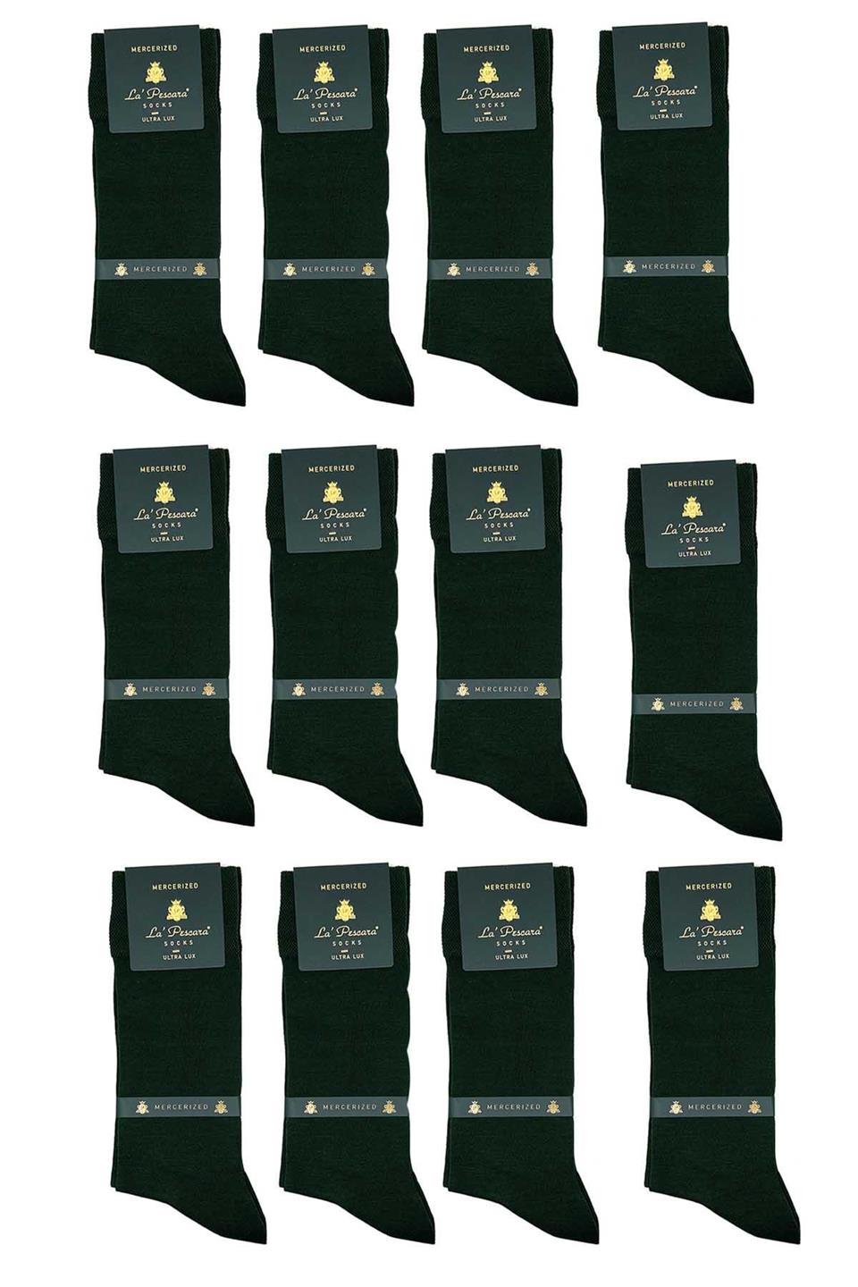 LaPescara Ultra Lüks 12li Haki Merserize Erkek Çorap CRP297