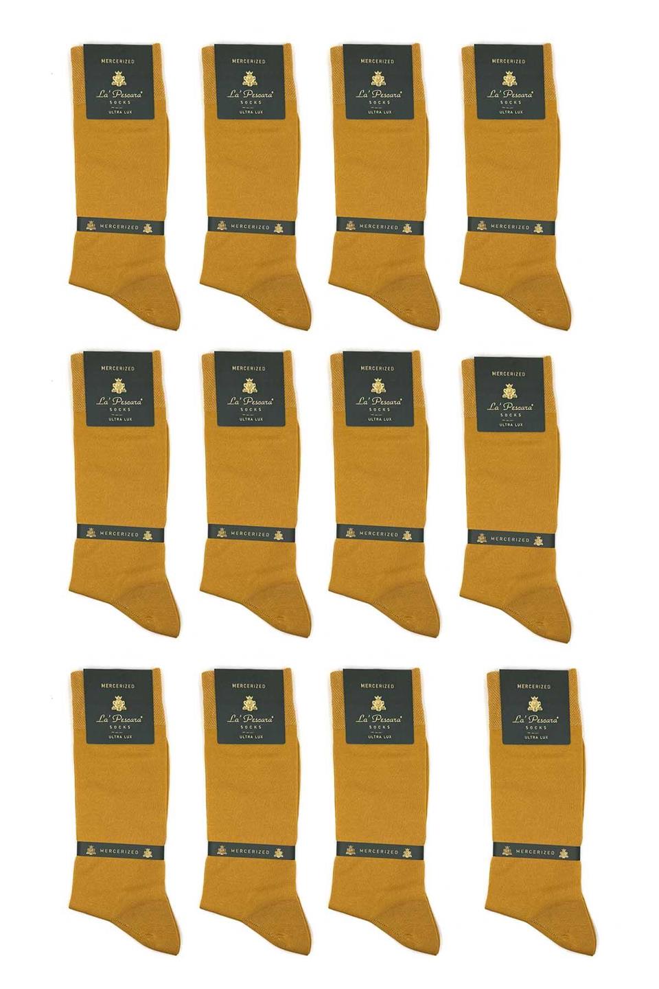LaPescara Ultra Lüks 12li Hardal Merserize Erkek Çorap CRP287