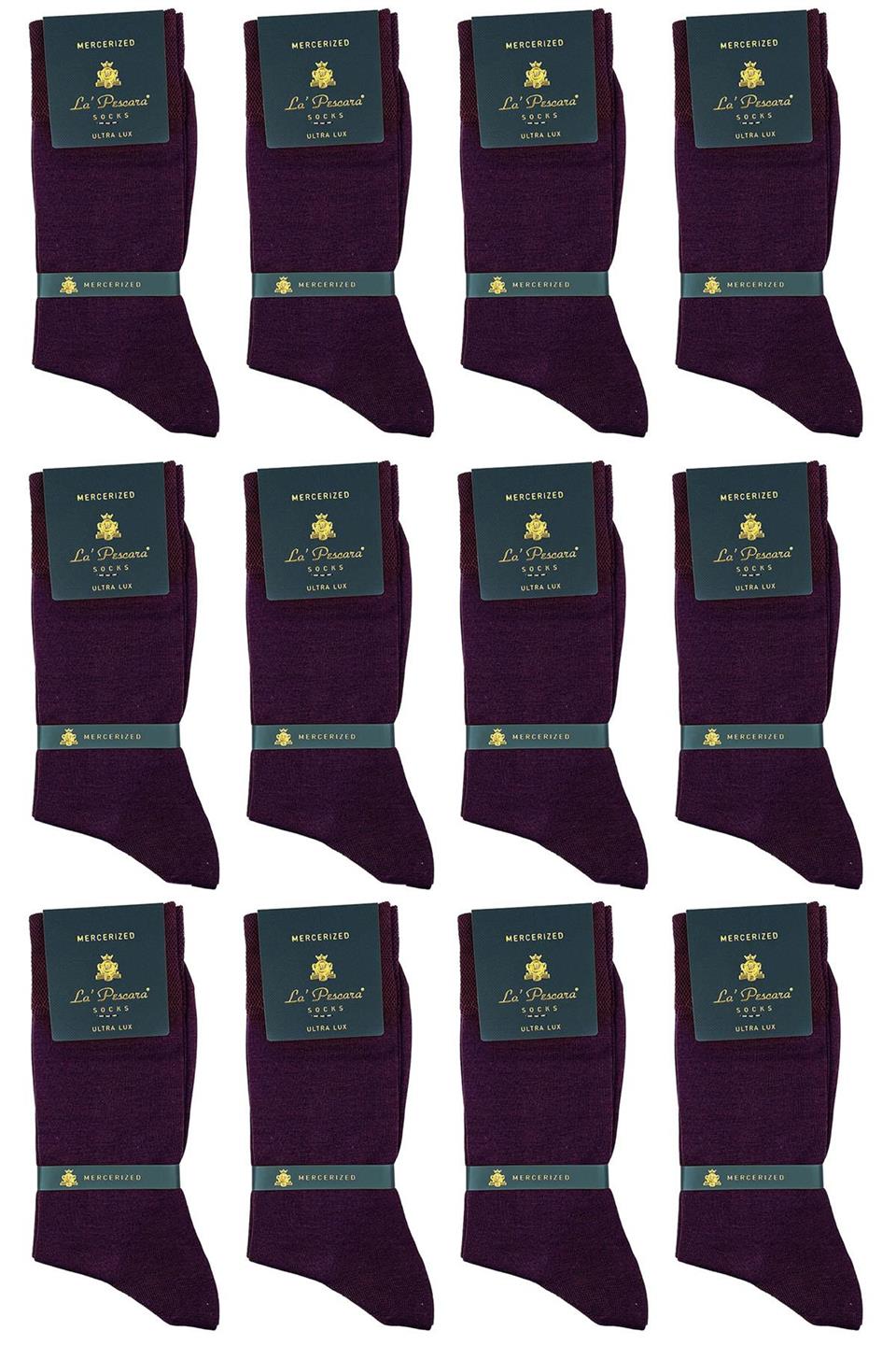 LaPescara Ultra Lüks 12li Mor Merserize Erkek Klasik Çorap Set  CRP2