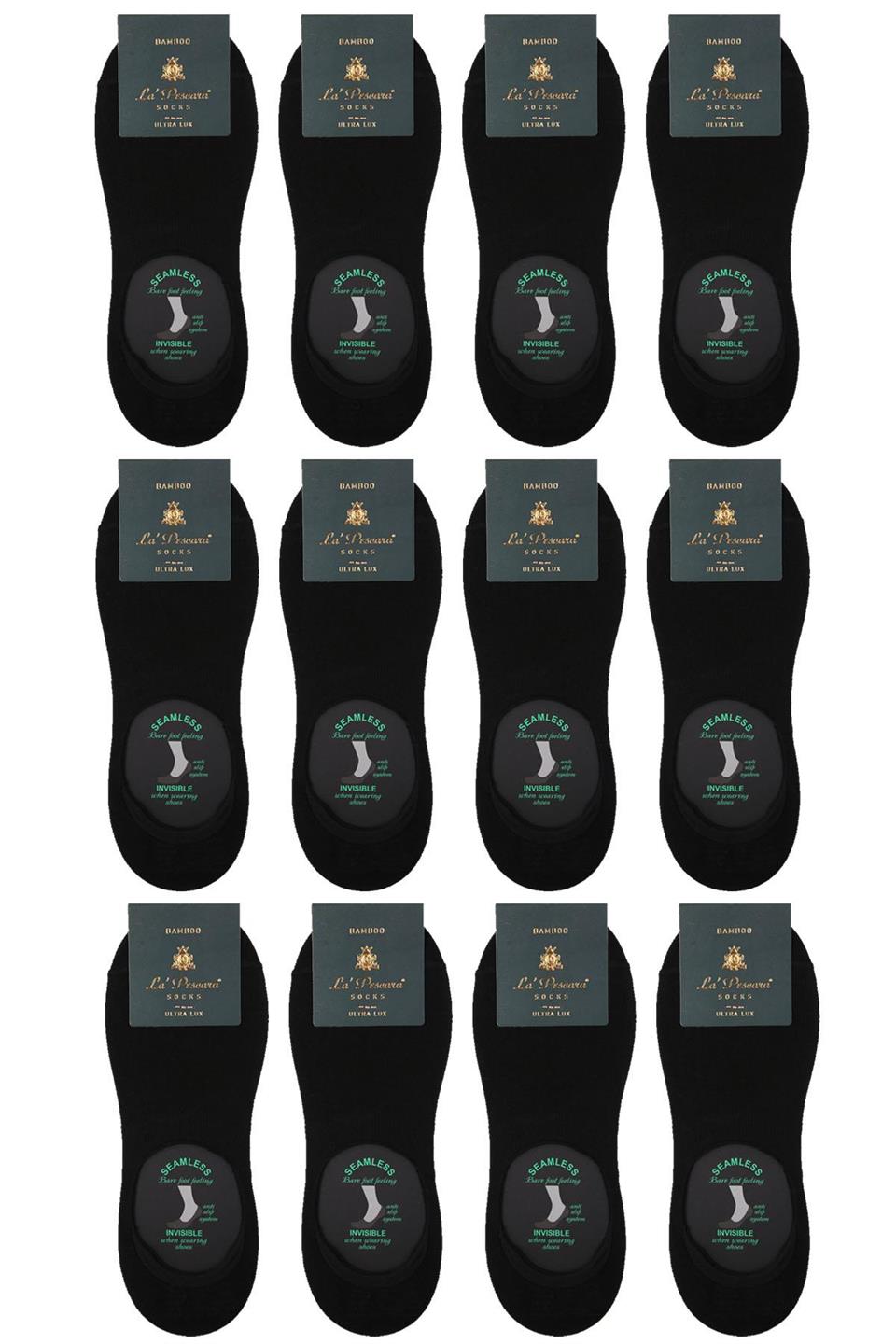 LaPescara Ultra Lüks 12li Siyah Bambu Erkek Soket Çorap Set CRP163