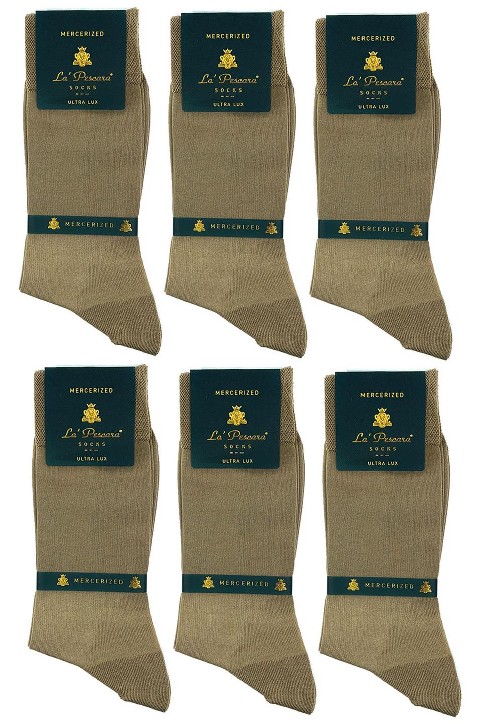LaPescara Ultra Lüks 6lı Bej Merserize Erkek Klasik Çorap Set CRP191