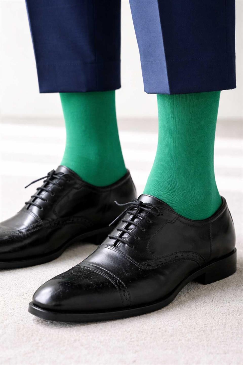 LaPescara Ultra Lüks 6lı Düz Şişe Yeşil Merserize Erkek Çorap CRP404