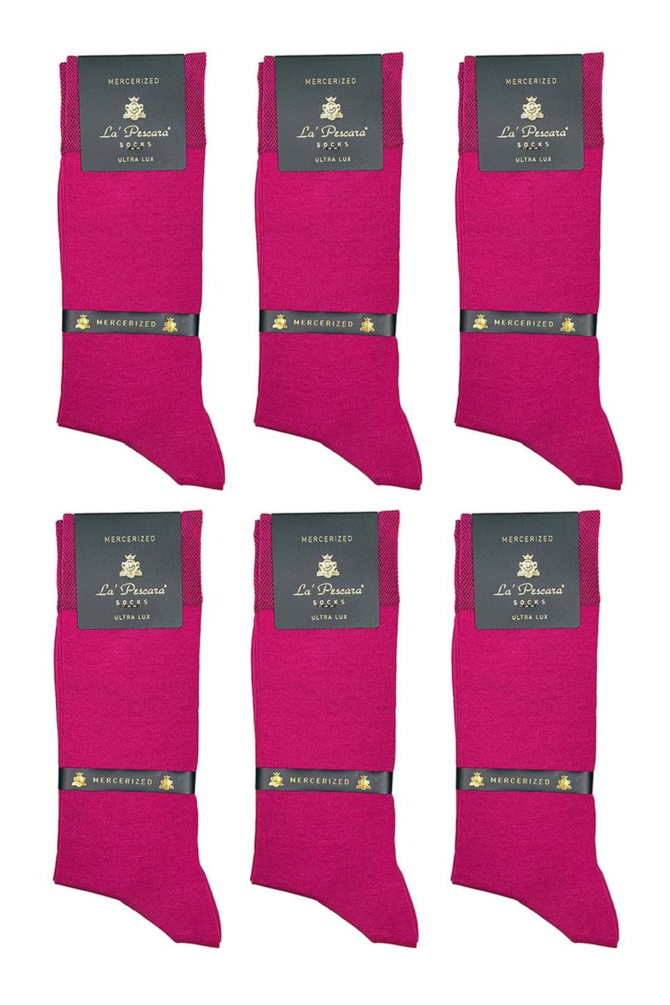 LaPescara Ultra Lüks 6lı Fuşya Merserize Erkek Çorap CRP228