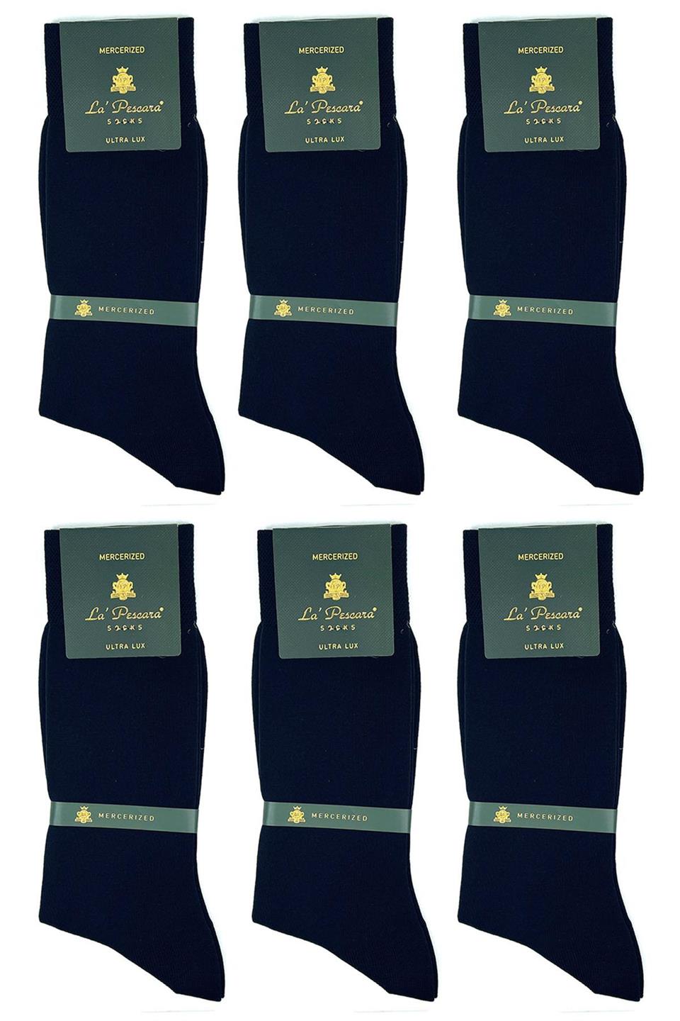 LaPescara Ultra Lüks 6lı Lacivert Merserize Erkek Klasik Çorap Set C