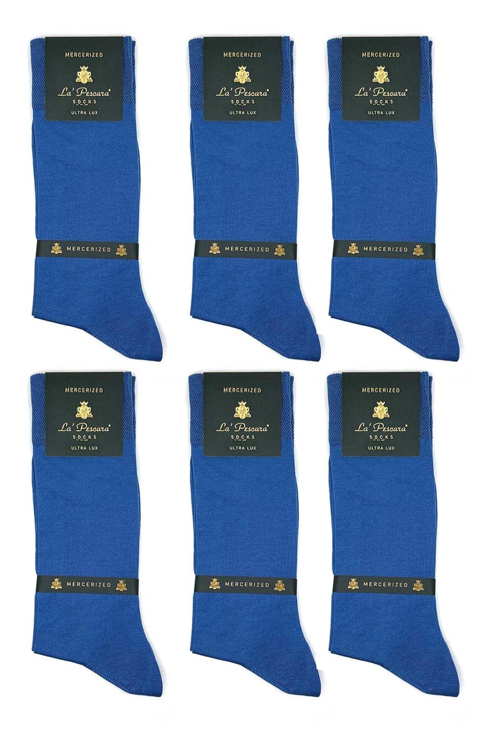 LaPescara Ultra Lüks 6lı Mavi Merserize Erkek Çorap CRP291