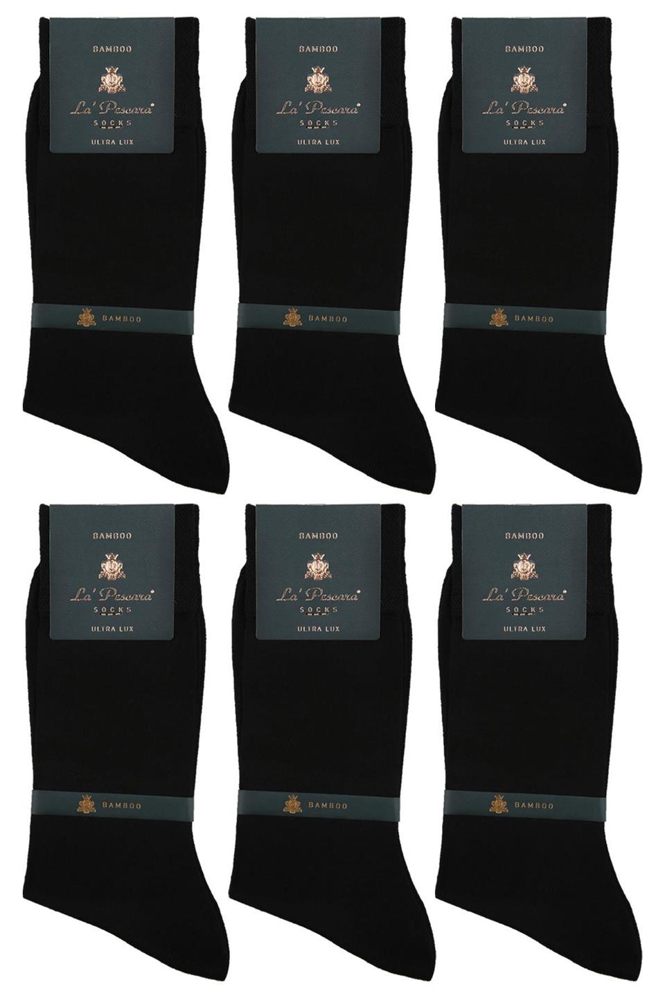 LaPescara Ultra Lüks 6lı Siyah Bambu Klasik Erkek Çorap Set CRP178