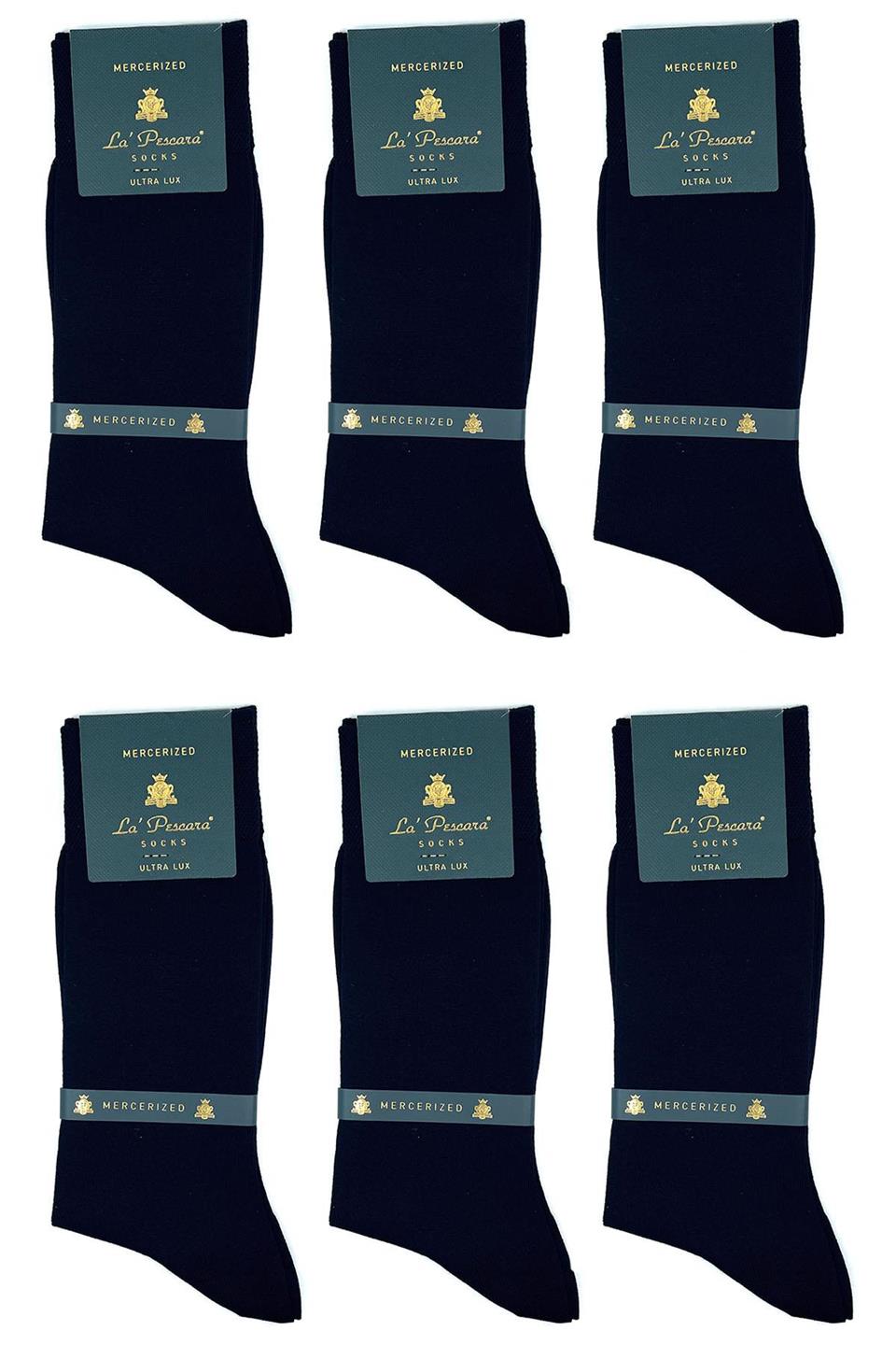 LaPescara Ultra Lüks 6lı Siyah Merserize Erkek Klasik Çorap Set CRP2