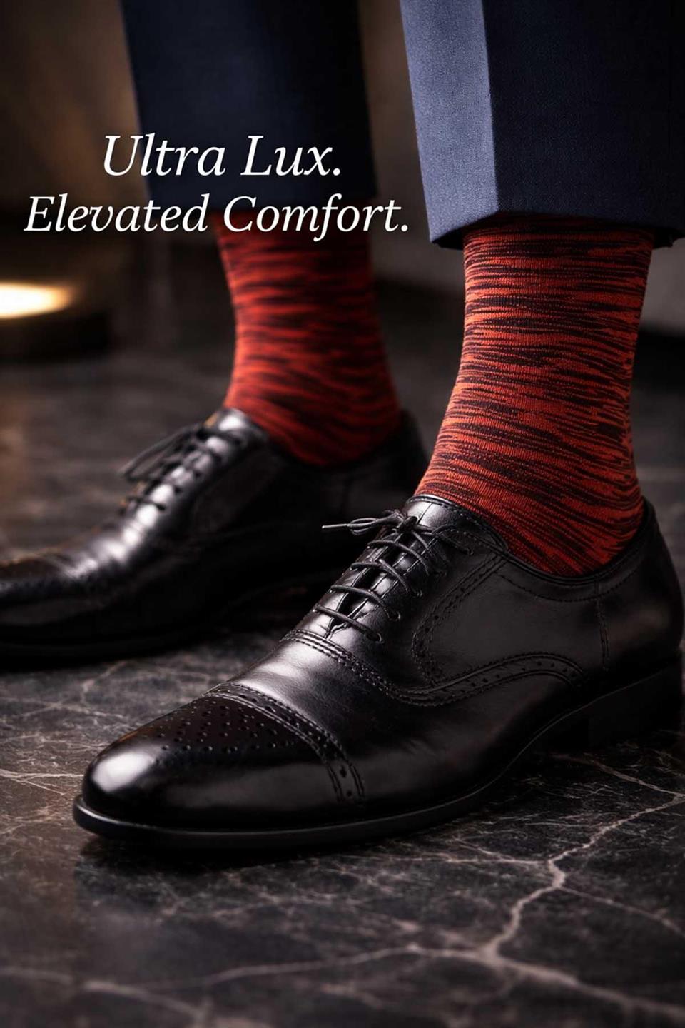 LaPescara Ultra Lüks 6lı Zebra Turuncu Merserize Erkek Çorap CRP412