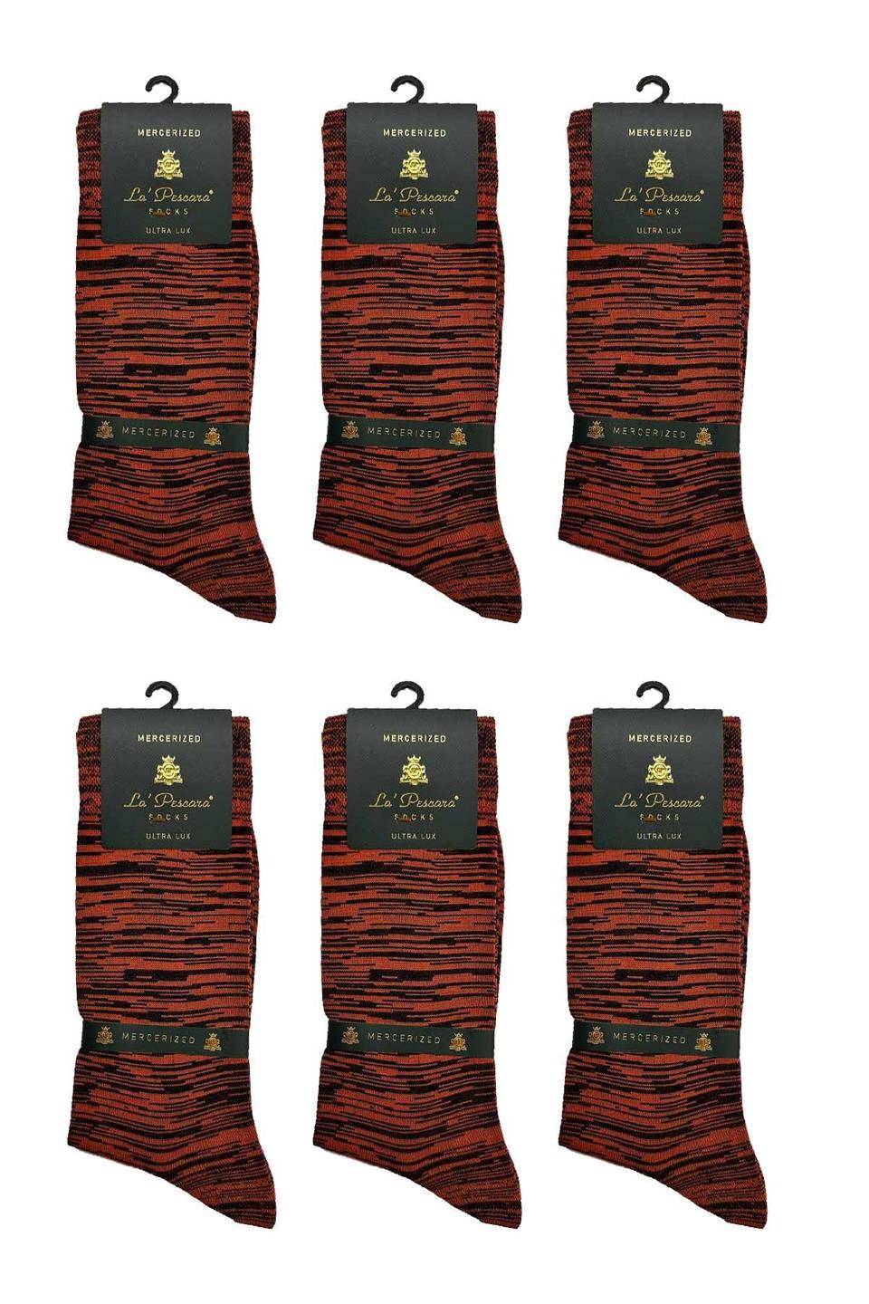 LaPescara Ultra Lüks 6lı Zebra Turuncu Merserize Erkek Çorap CRP412