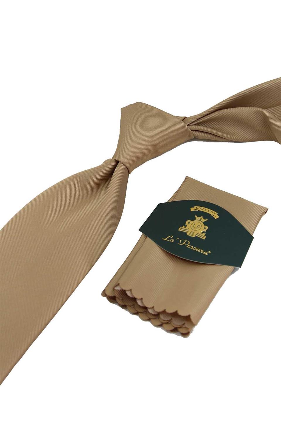 Latte Reps Dokulu Düz Mendilli Klasik Kravat KK13179