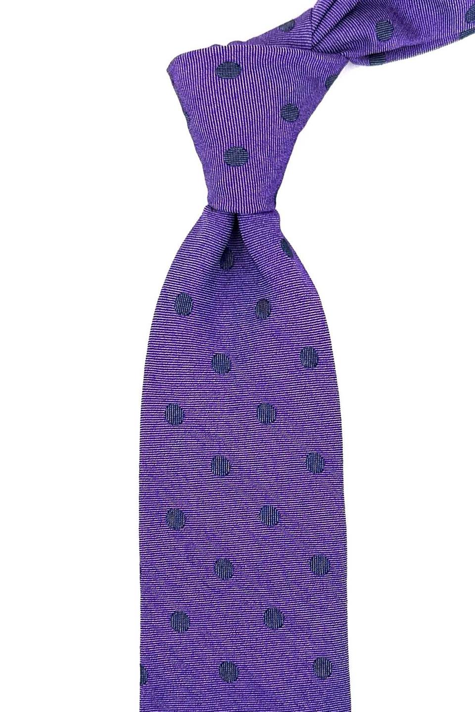 Leesdale Style Koyu Lila Puantiye Desen İtalyan İpek Kravat İK1928