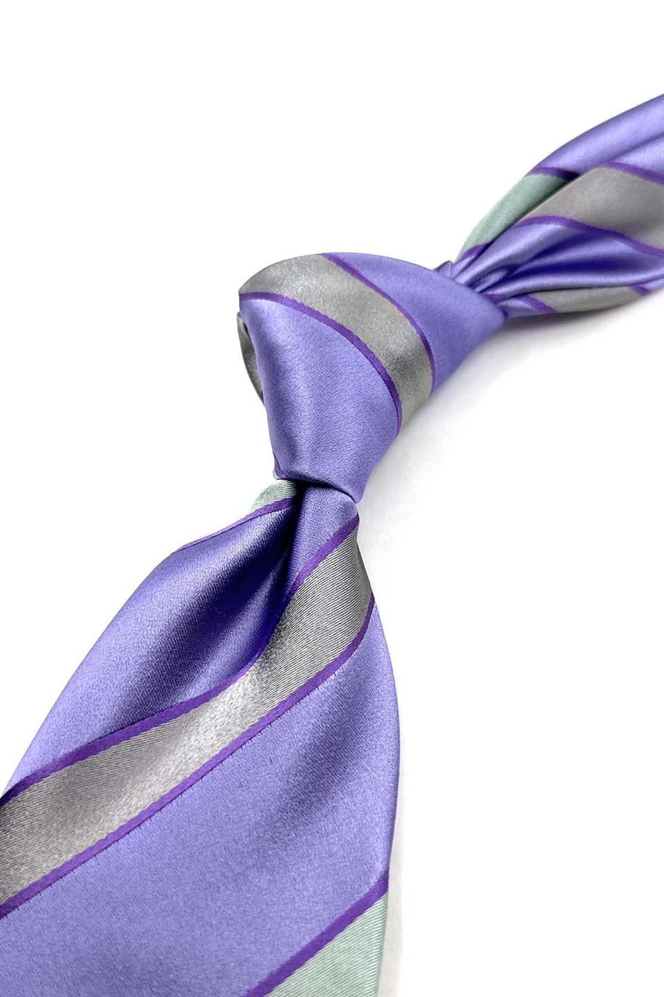 Lila Çizgi Desen İtalyan İpek Kravat İK1633