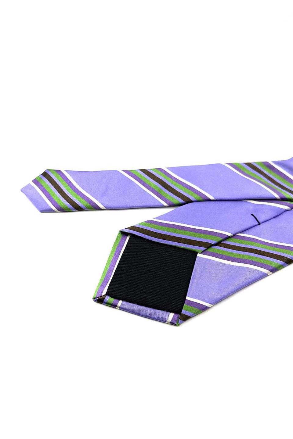 Lila Çizgi Desen İtalyan İpek Kravat İK1681