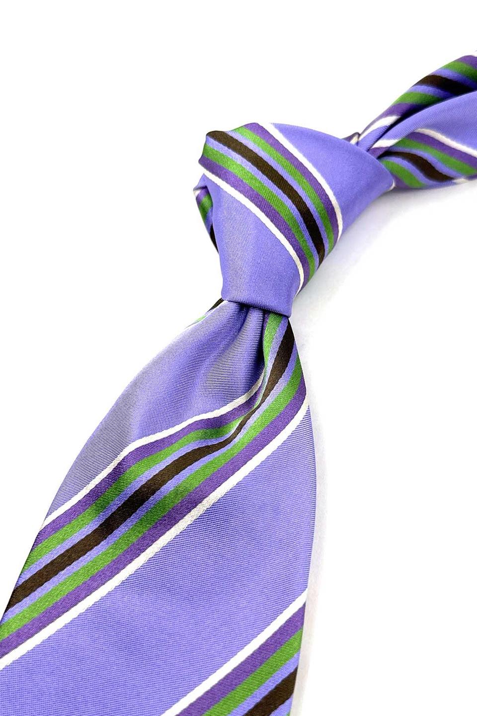 Lila Çizgi Desen İtalyan İpek Kravat İK1681