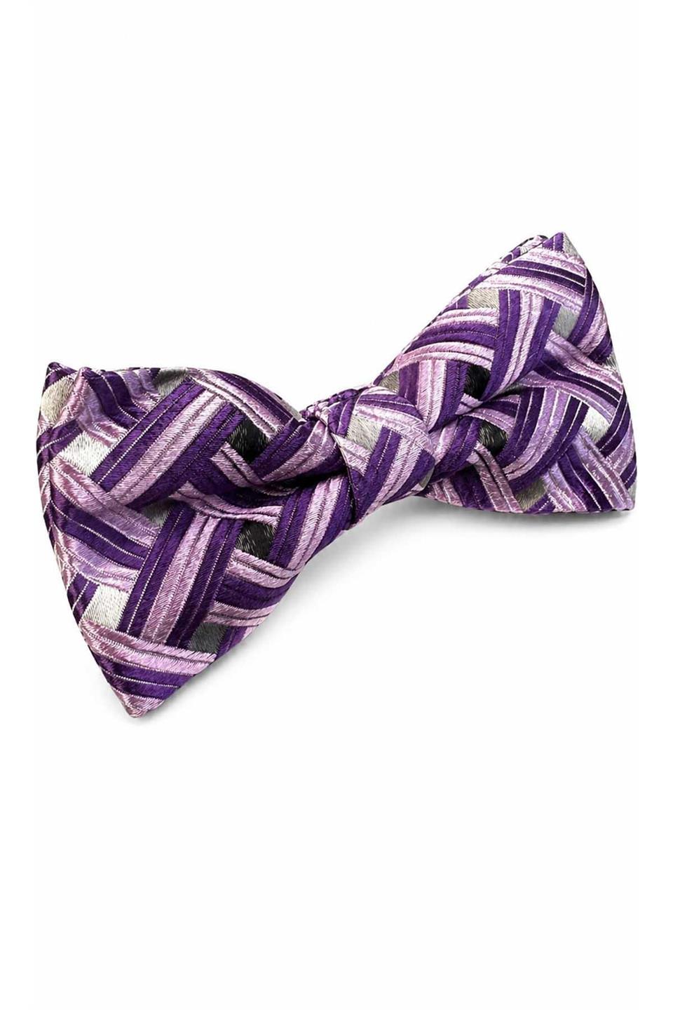 Lila Mor Motif İpek Papyon SB235