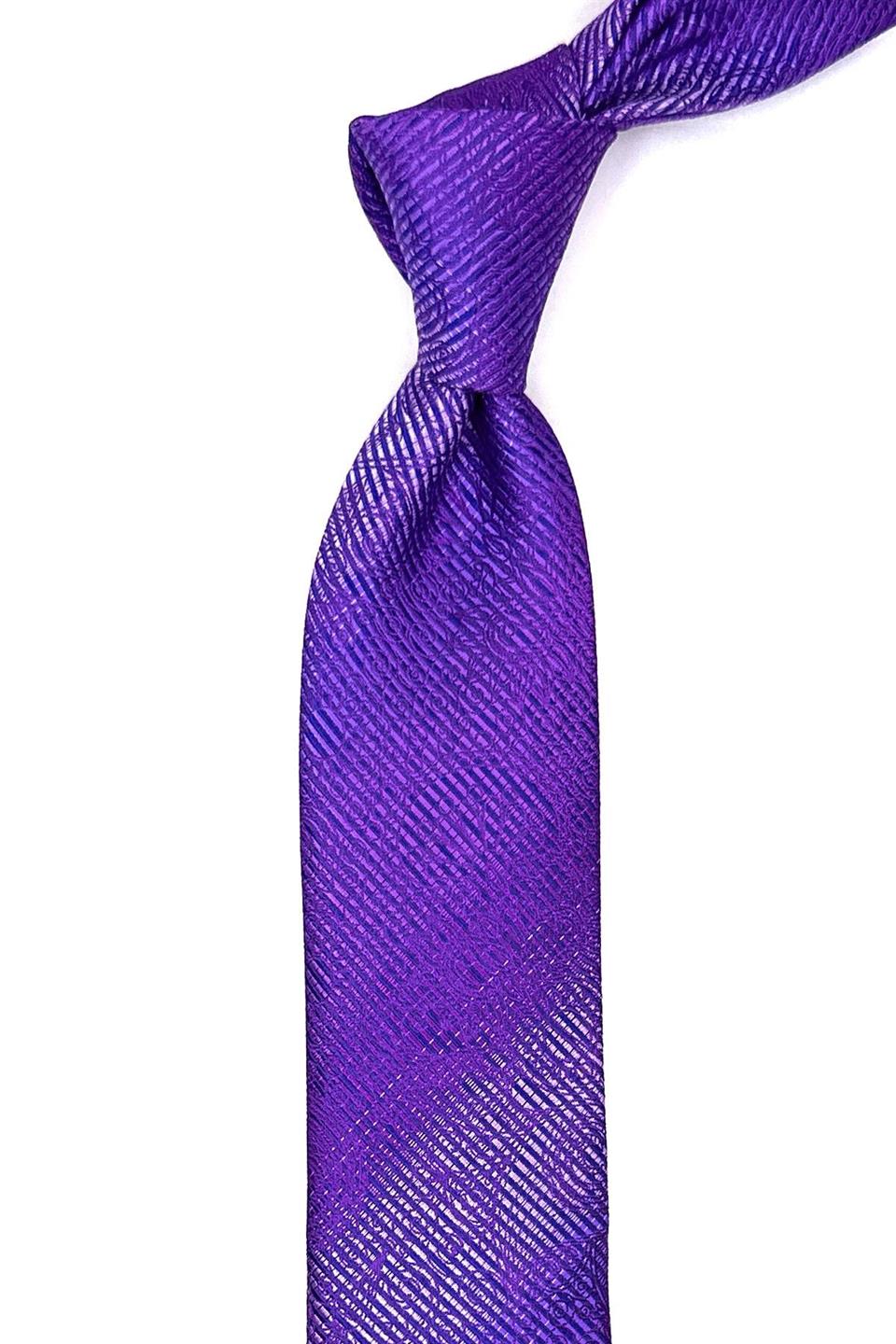 Lila Motif Desen İnce Kravat SK7836