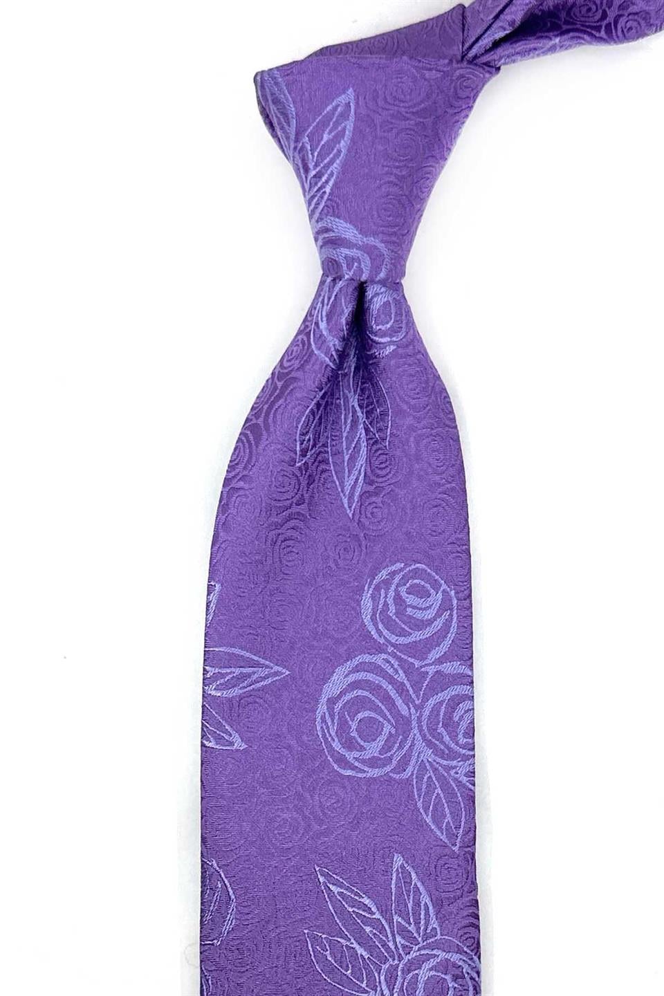 Lila Motif İpek Kravat İK2389