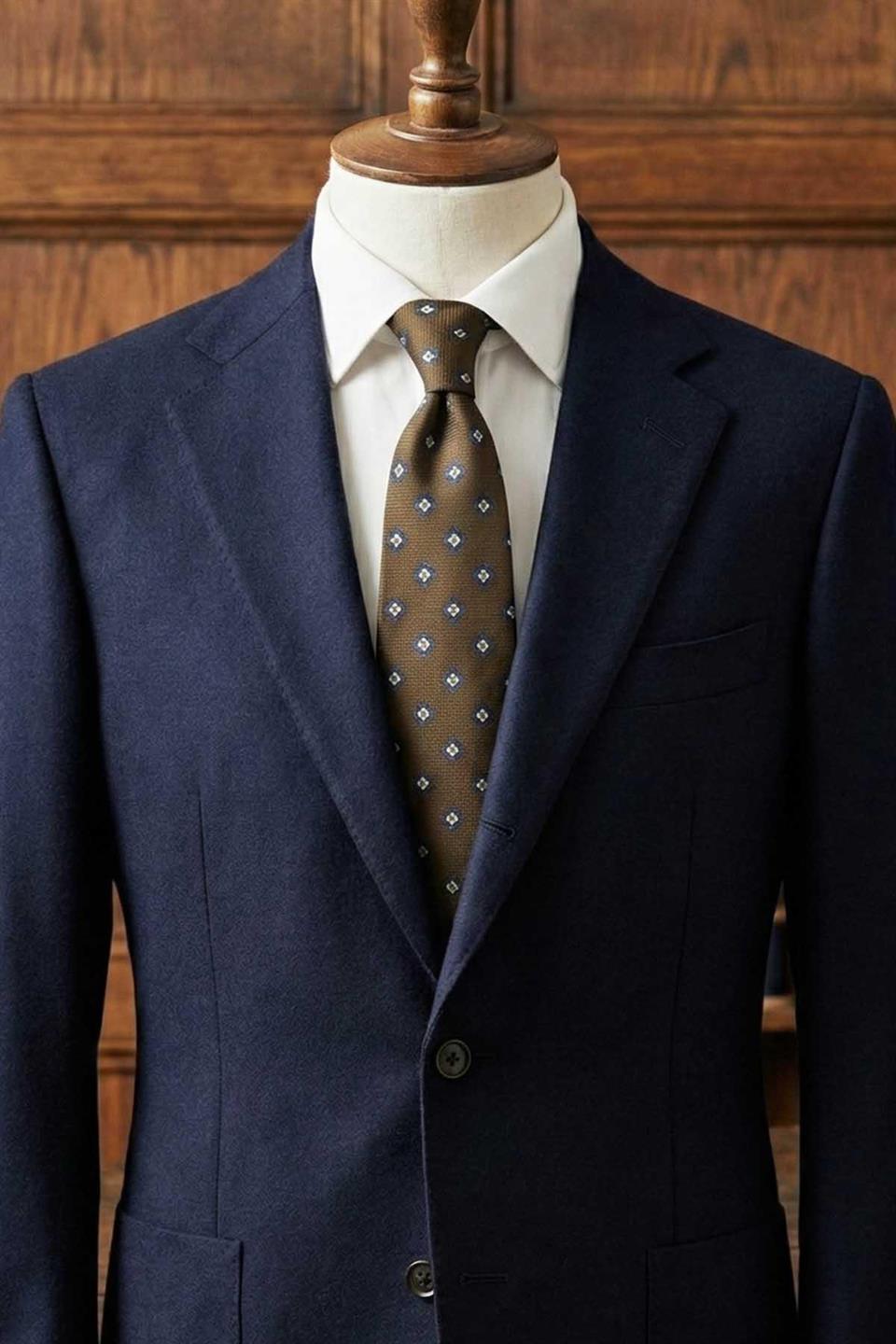 Locarno Style Kahve Küçük Desen İtalyan İpek Kravat İK2241