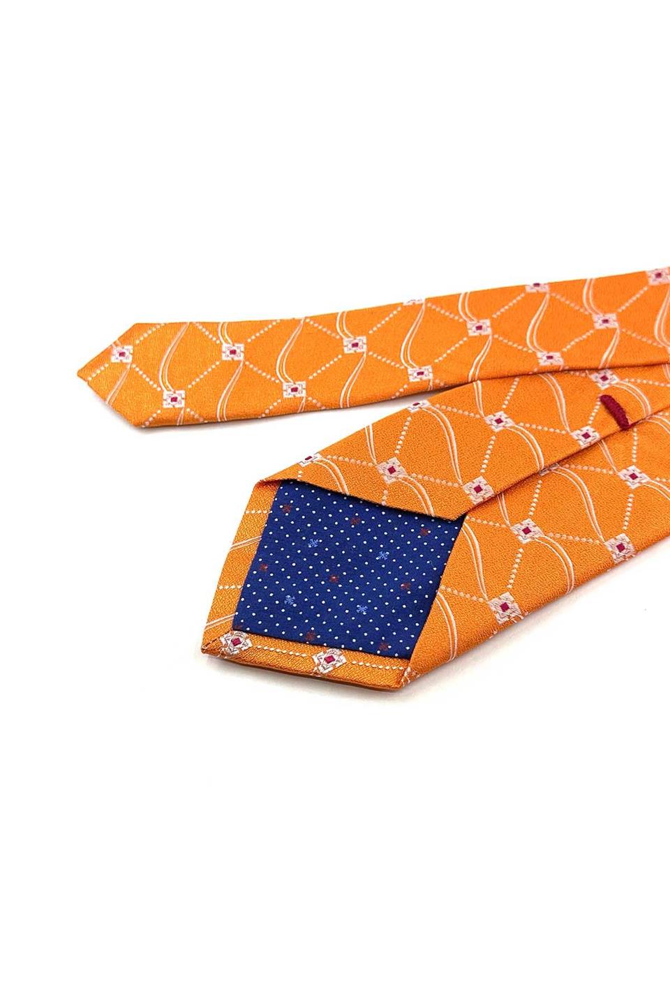 Mallord Style Turuncu Motif Desen İtalyan İpek Kravat İK1982