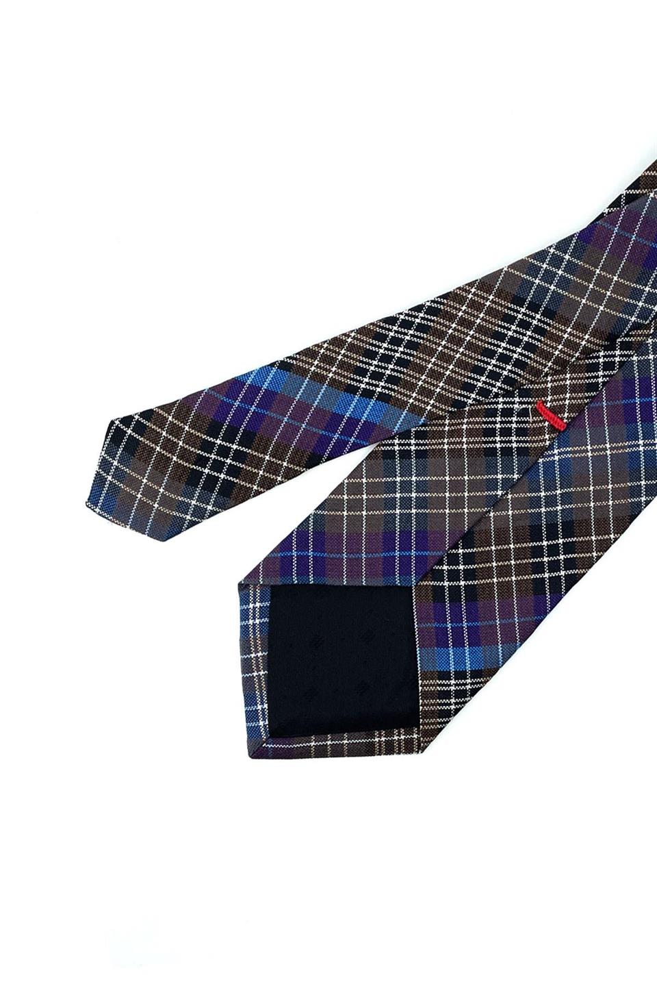 Marcucci Style Kahve Ekose Desen İtalyan İpek Kravat İK963