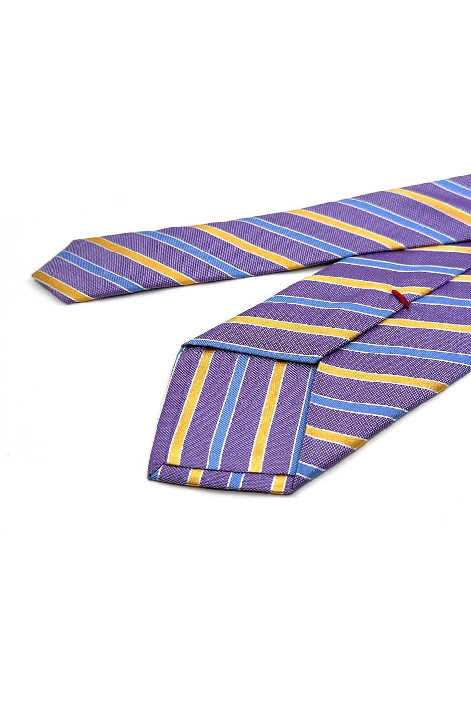 Marini Style Lila Çizgi Desen İtalyan İpek Kravat İK2269