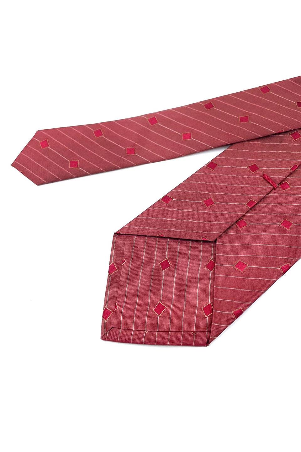 Maseradee Style Kırmızı Küçük Desen İtalyan İpek Kravat İK1364
