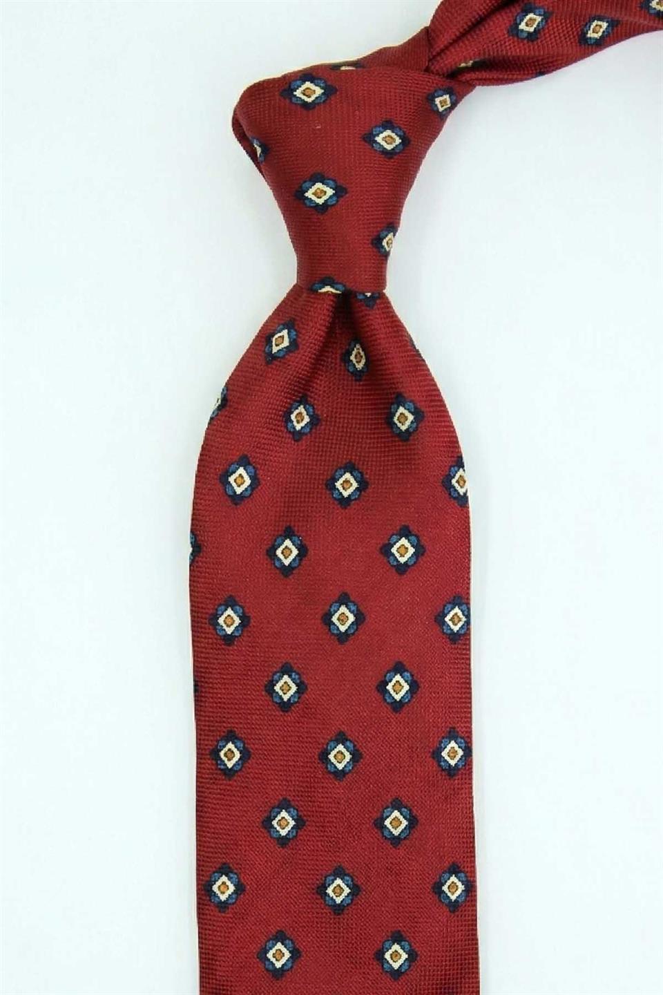 Massagno Style Bordo Motif Desen İtalyan İpek Kravat İK2222
