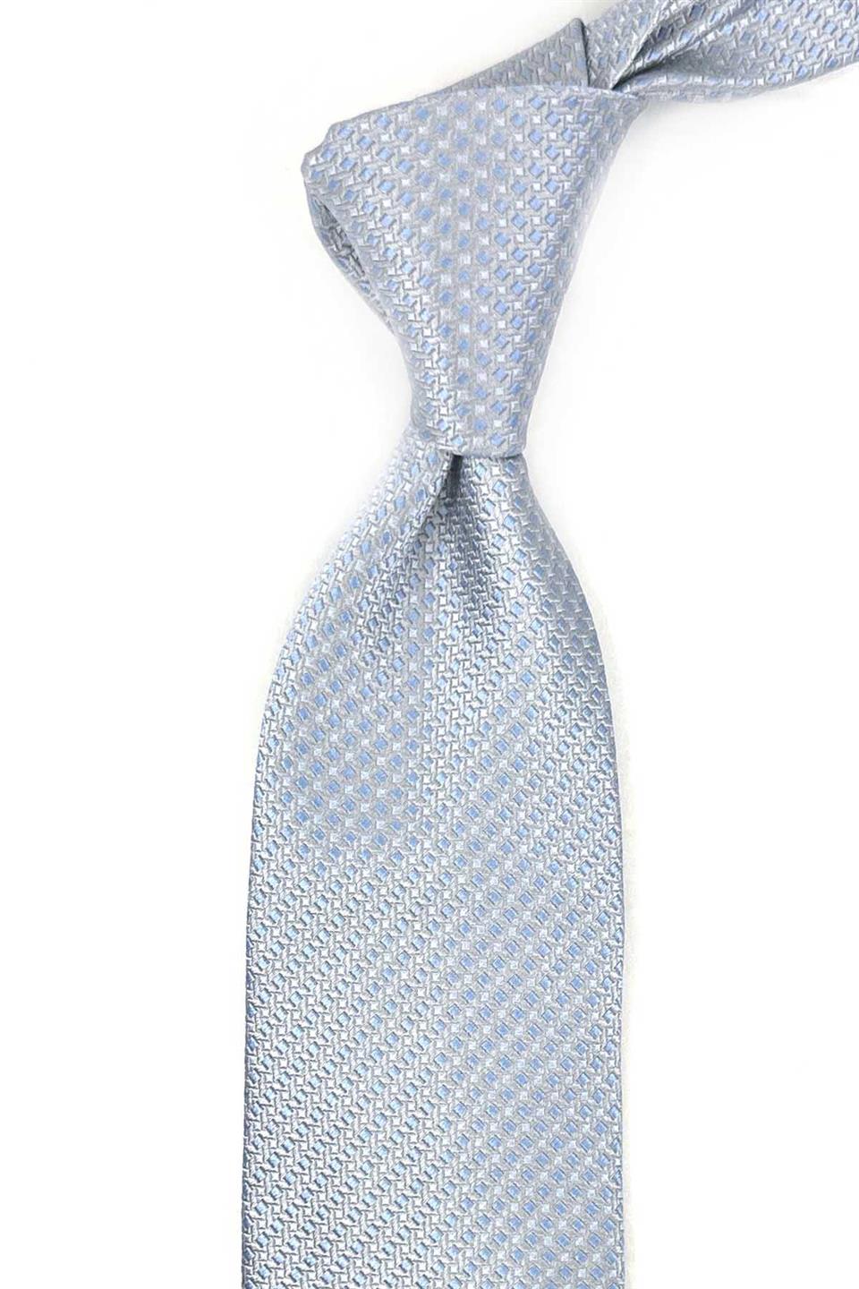 Matzeu Style Mavi - Gri İtalyan İpek Kravat İK2056