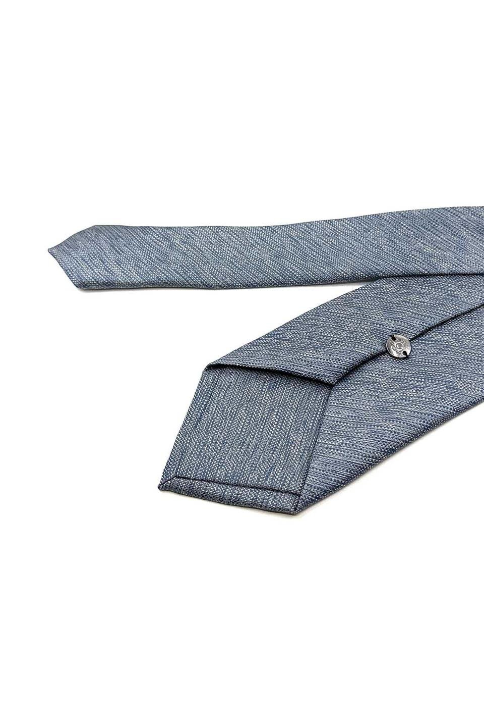 Mavi - Bej Kum Desen Mendilli Klasik Kravat KK12344