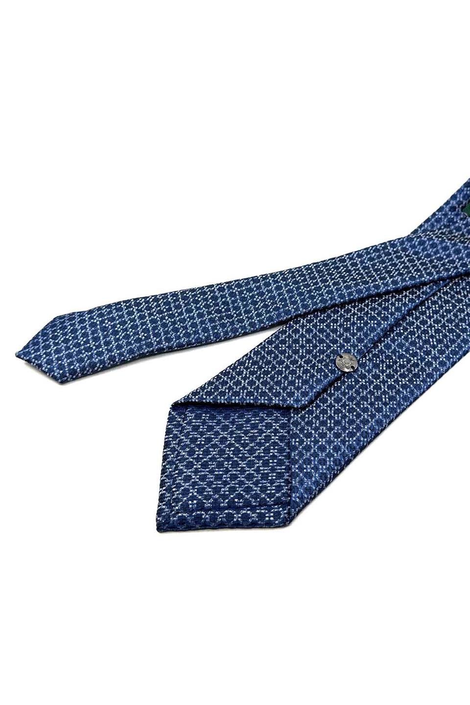 Mavi - Beyaz Nokta Desen Mendilli Klasik Kravat KK12583