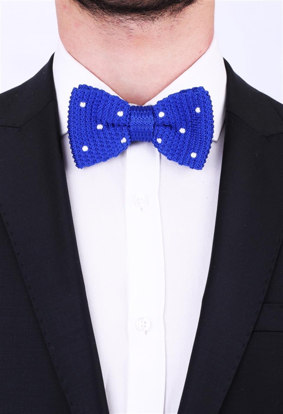 Mavi Beyaz Örgü Papyon ÖR05