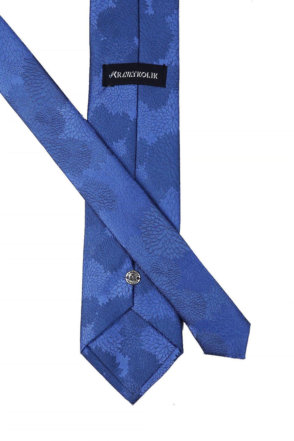 Mavi Çiçek Desen Mendilli Klasik Kravat KK10472
