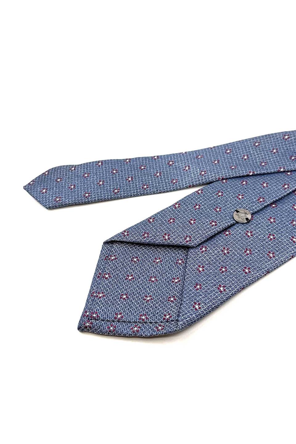 Mavi Çiçek Desen Mendilli Klasik Kravat KK12264