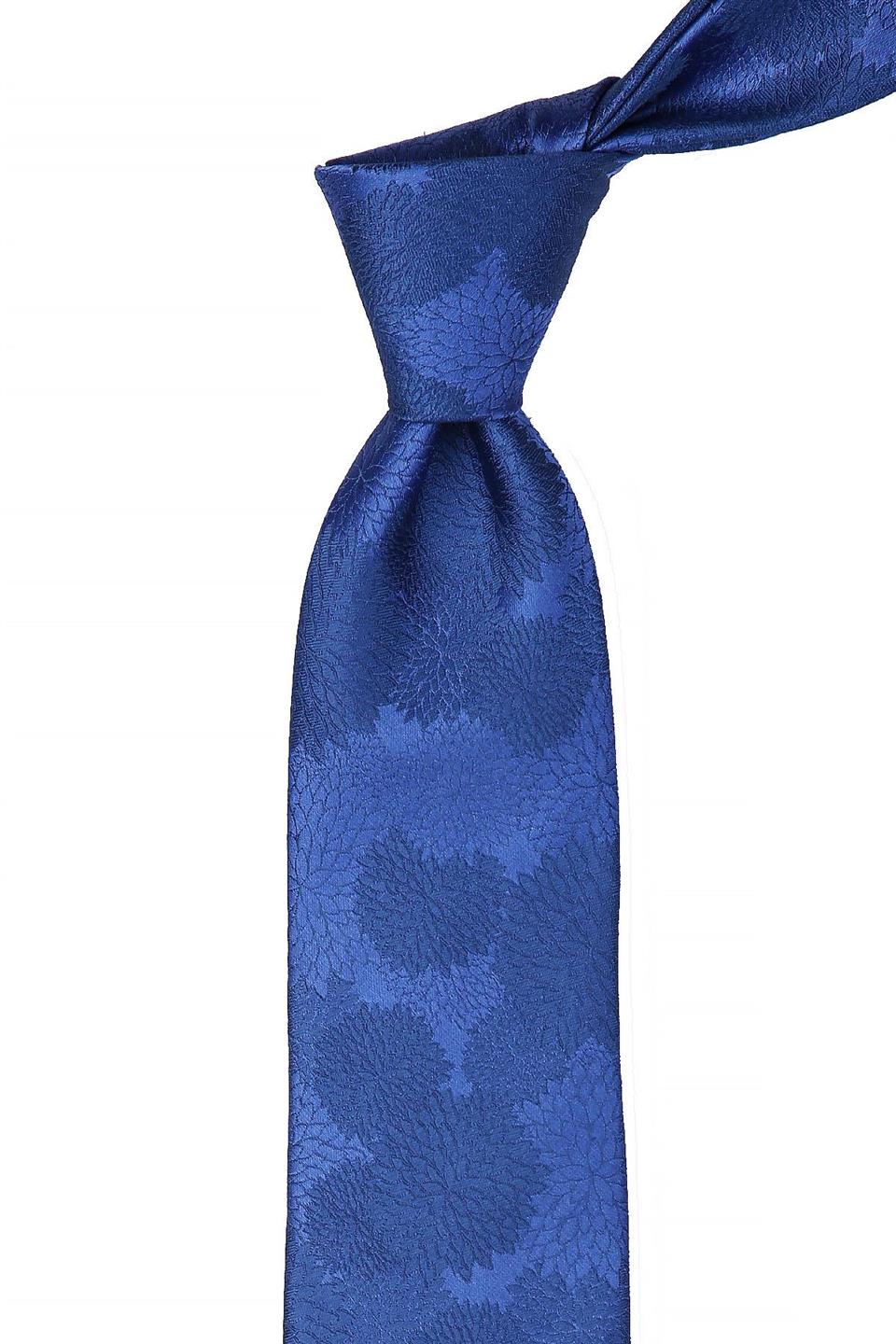 Mavi Çiçek Desen Mendilli Klasik Kravat KK10472