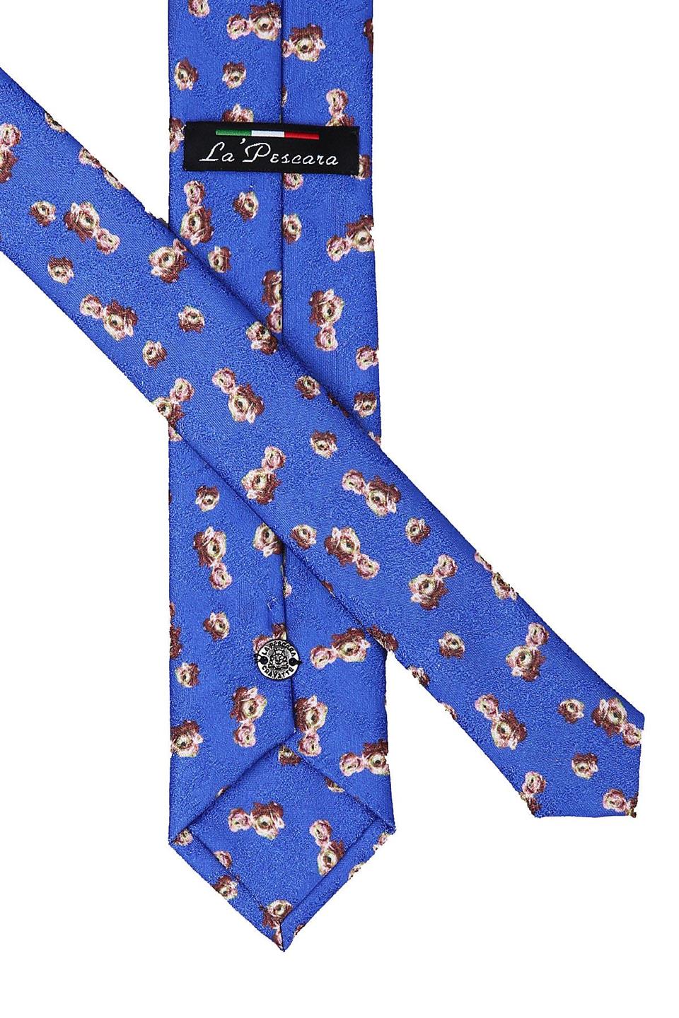 Mavi Çiçek Desenli Slim Kravat 5891
