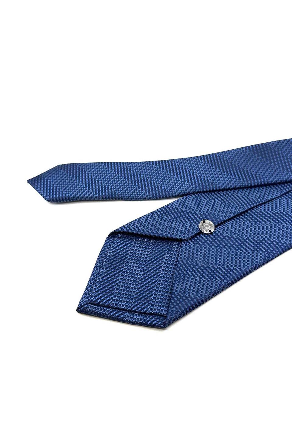 Mavi Çizgi Desen Mendilli Klasik Kravat KK12430