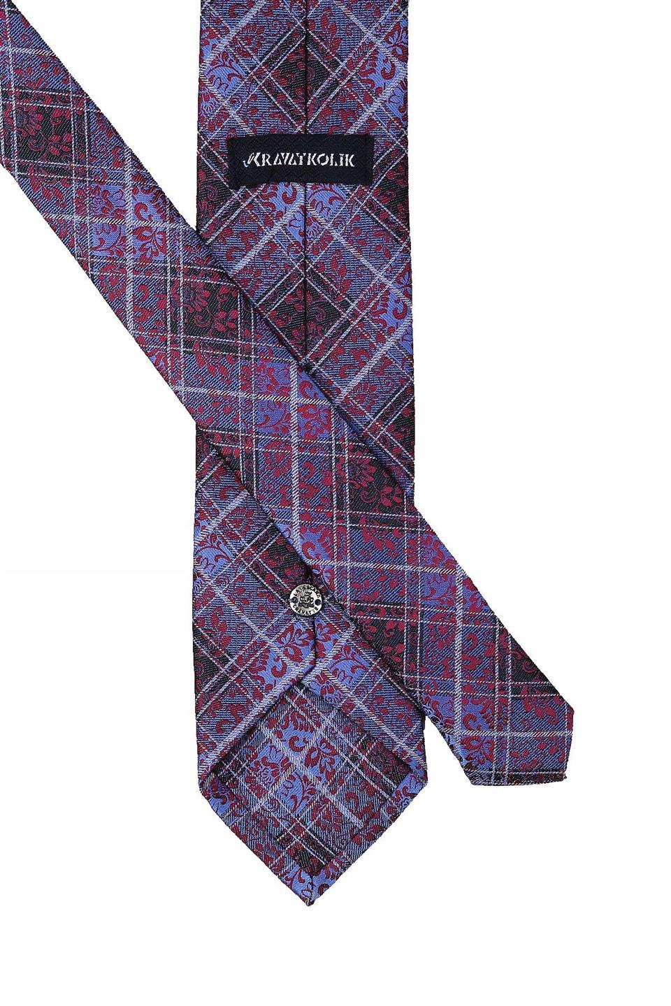 Mavi Ekose Desen Mendilli Klasik Kravat KK10585