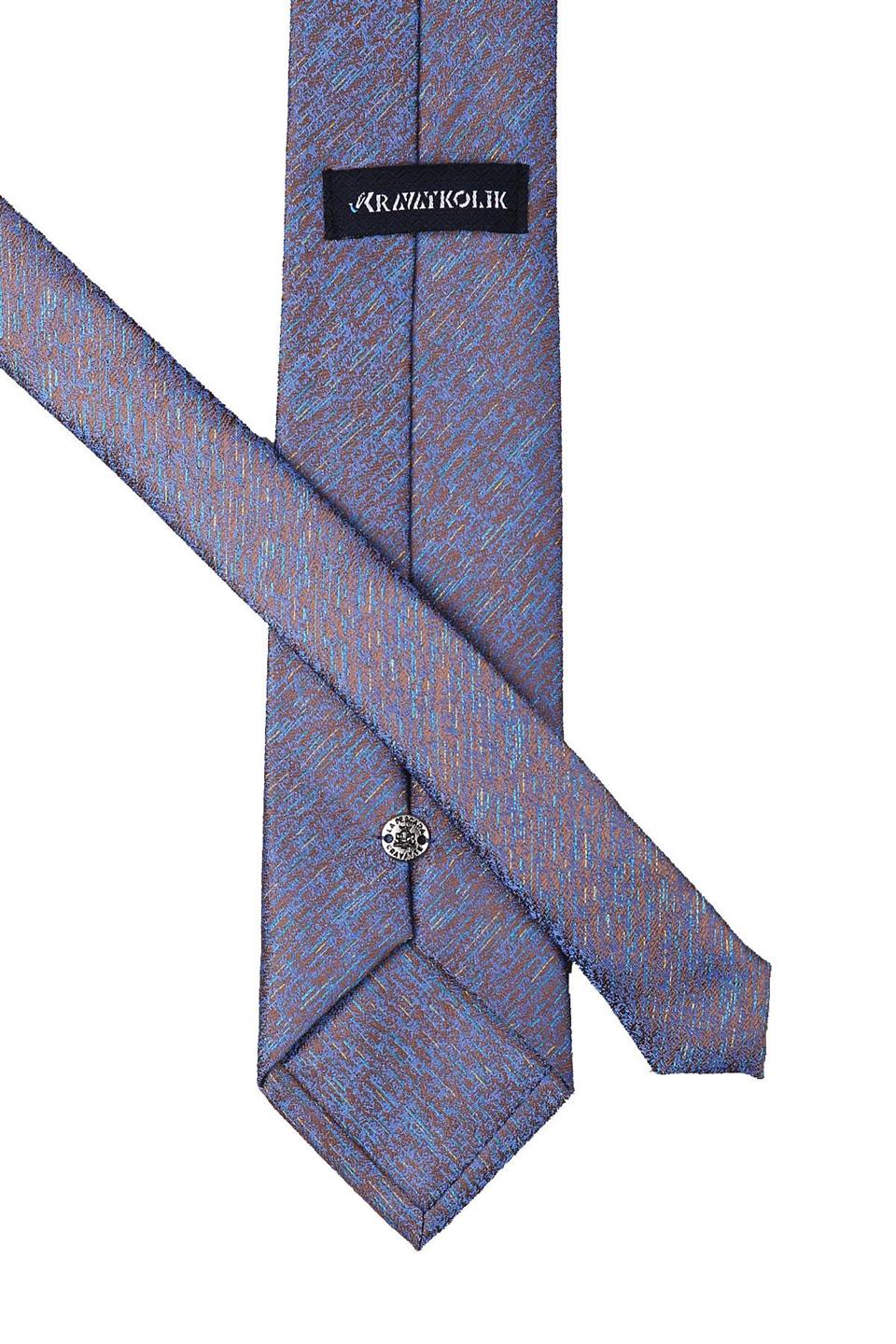 Mavi - Kahve Kum Desen Mendilli Klasik Kravat KK10035