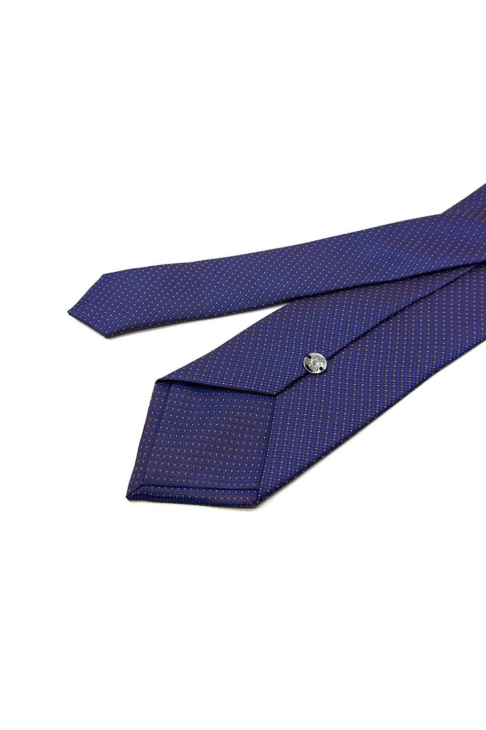 Mavi - Kahve Nokta Desen Mendilli Klasik Kravat KK12499