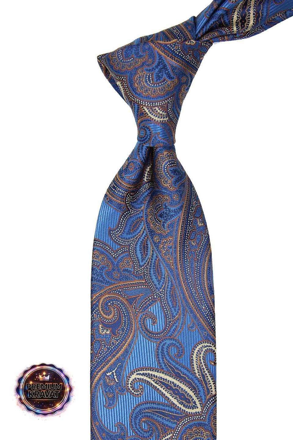 Mavi - Kahve Şal Kravat