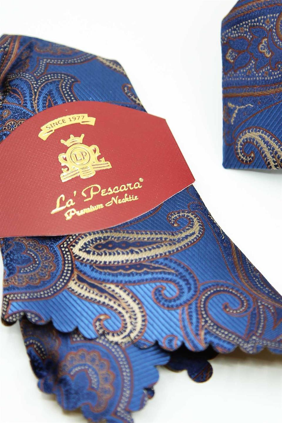 Mavi - Kahve Şal Kravat